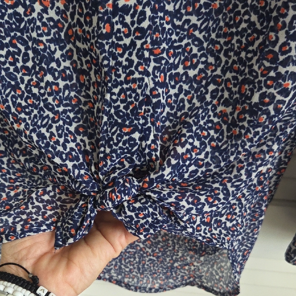 Jessica Simpson Blue Blouse with Mandarin Collar and Relaxed Fit - Picture 5 of 6